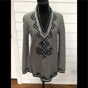 Tory Burch Striped Embroidered Tunic